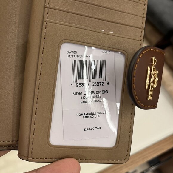 COACH Medium Corner Zip Wallet In Signature Canvas CW786 IMXHE - Picture 6 of 6